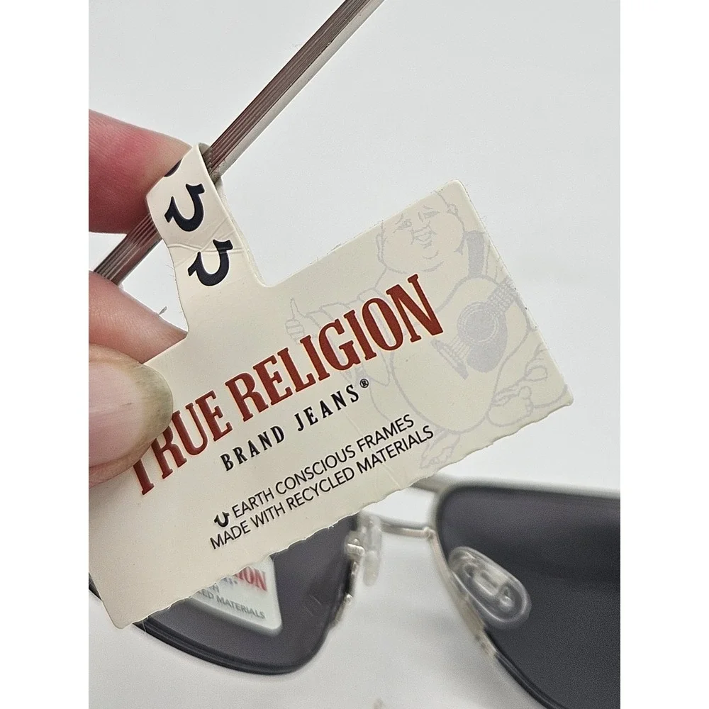 True Religion Silver Mirrored Lens Aviator Sunglasses